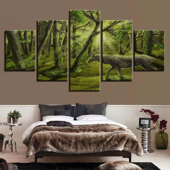 Green Forest 5 Piece HD Multi Panel Canvas Wall Art Frame - Original Frame