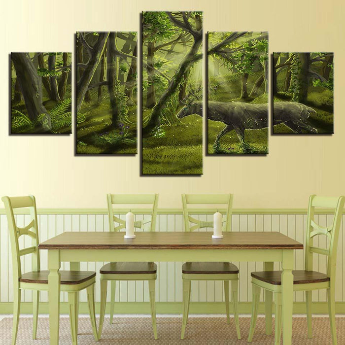 Green Forest 5 Piece HD Multi Panel Canvas Wall Art Frame - Original Frame