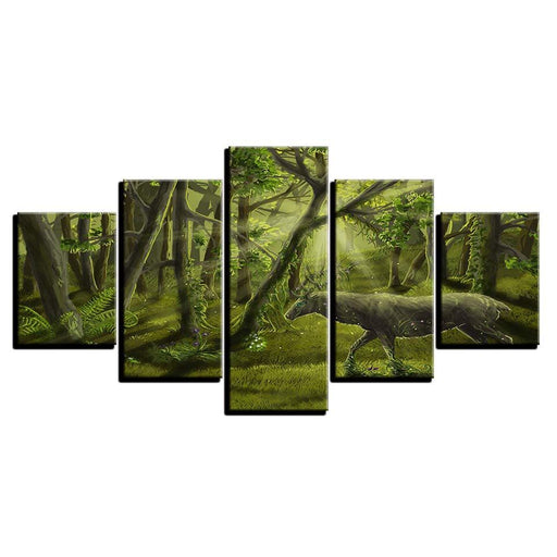 Green Forest 5 Piece HD Multi Panel Canvas Wall Art Frame - Original Frame