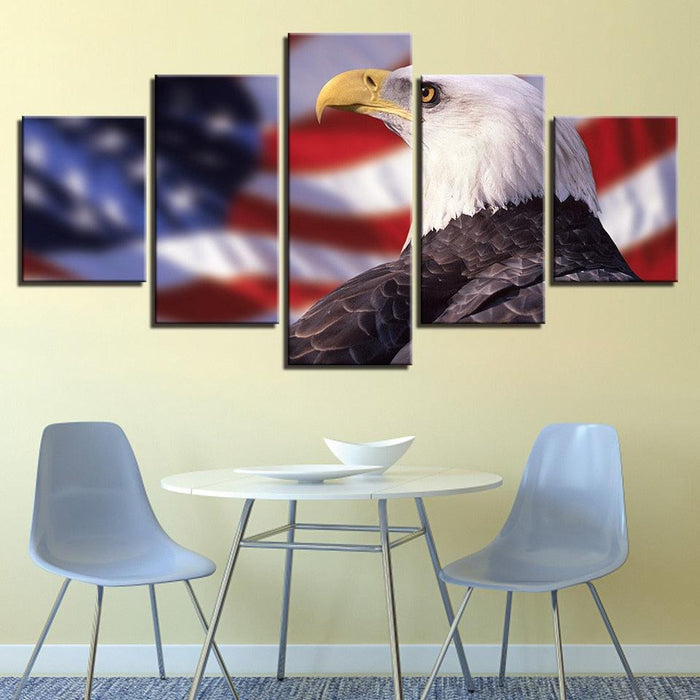 Bald Eagle 5 Piece HD Multi Panel Canvas Wall Art Frame