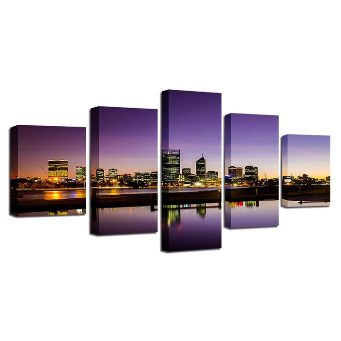 Seaside City 5 Piece HD Multi Panel Canvas Wall Art Frame - Original Frame