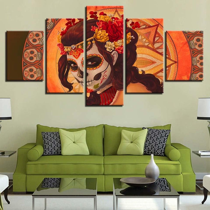 Day of the Dead 5 Piece HD Multi Panel Canvas Wall Art Frame