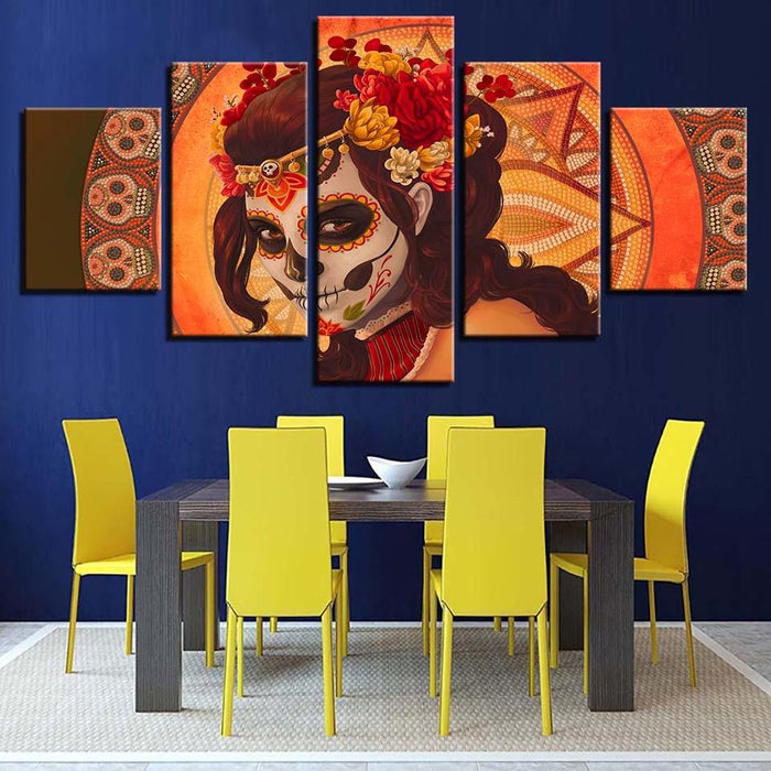 Day of the Dead 5 Piece HD Multi Panel Canvas Wall Art Frame