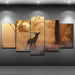 Forest Deer Landscape 5 Piece HD Multi Panel Canvas Wall Art Frame - Original Frame