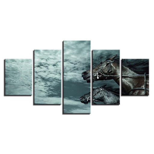 Blue Sky Horse 5 Piece HD Multi Panel Canvas Wall Art Frame - Original Frame