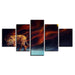 Magic Flame Tiger 5 Piece HD Multi Panel Canvas Wall Art Frame - Original Frame