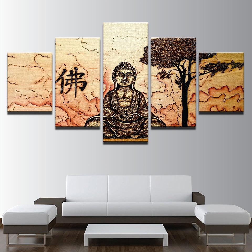Buddha Zen 5 Piece HD Multi Panel Canvas Wall Art Frame - Original Frame