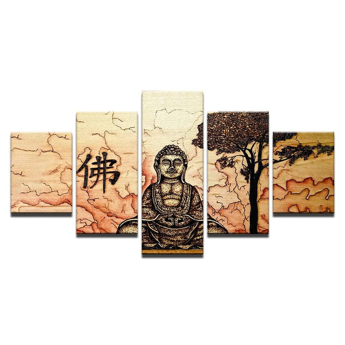 Buddha Zen 5 Piece HD Multi Panel Canvas Wall Art Frame - Original Frame