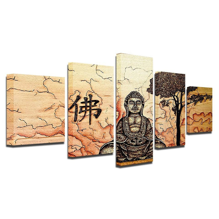 Buddha Zen 5 Piece HD Multi Panel Canvas Wall Art Frame - Original Frame