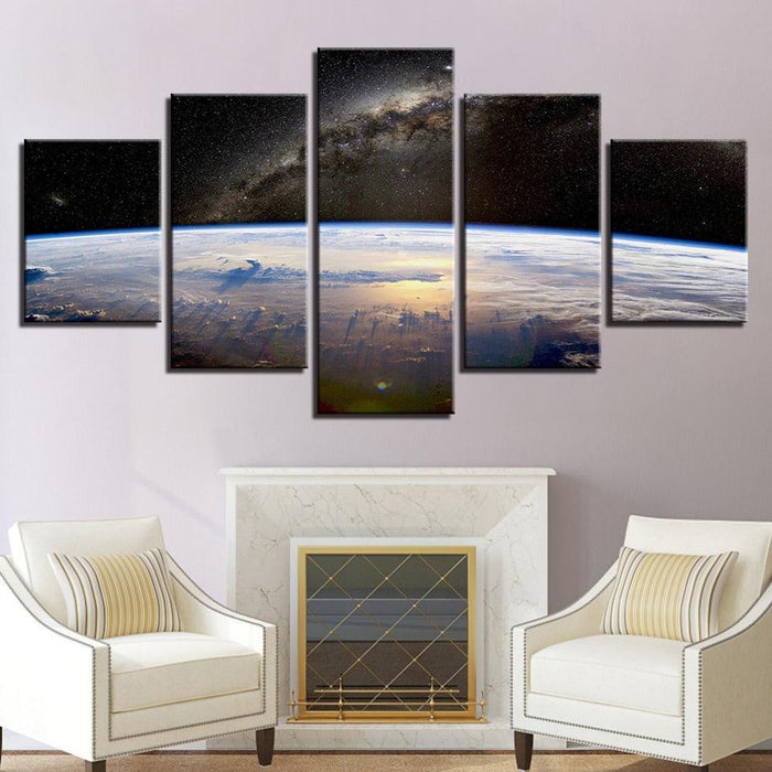 Space Planet Horizon 5 Piece HD Multi Panel Canvas Wall Art Frame