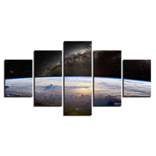 Space Planet Horizon 5 Piece HD Multi Panel Canvas Wall Art Frame - Original Frame