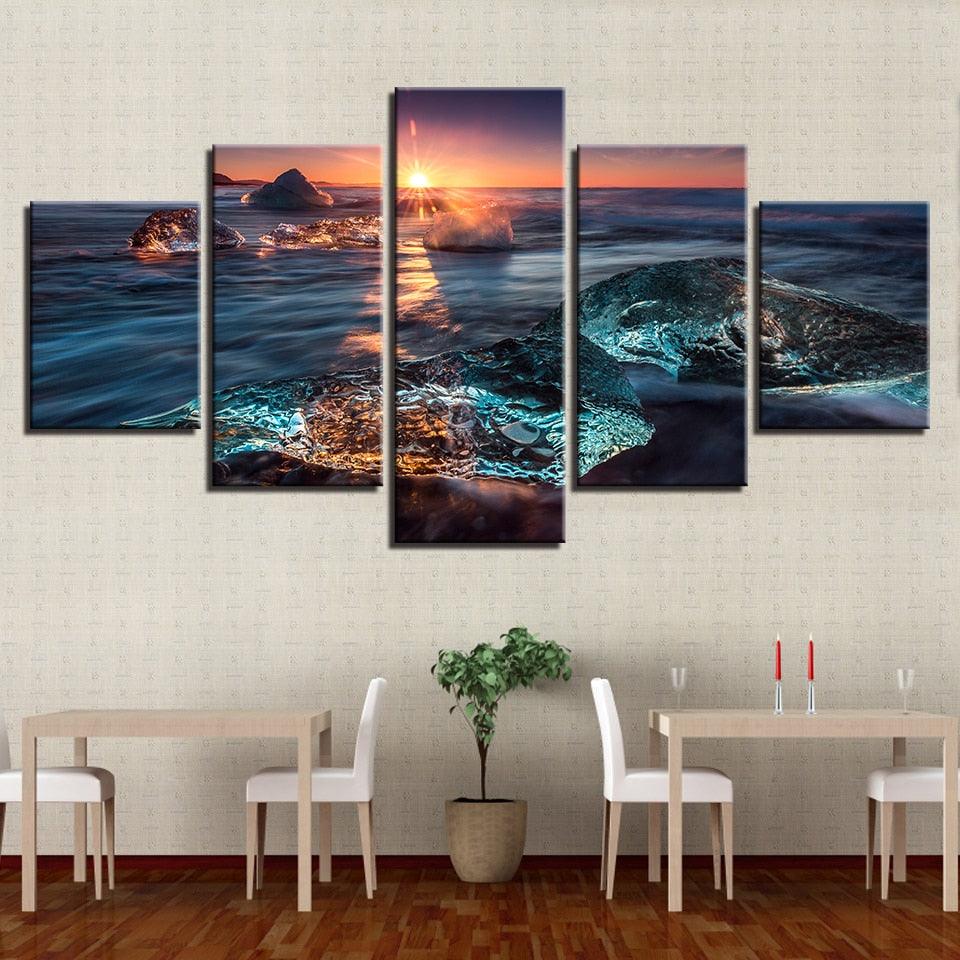 Sunrise Icing 5 Piece HD Multi Panel Canvas Wall Art Frame - Original Frame