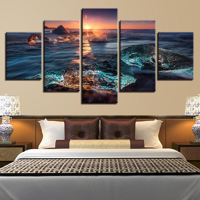 Sunrise Icing 5 Piece HD Multi Panel Canvas Wall Art Frame