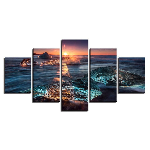 Sunrise Icing 5 Piece HD Multi Panel Canvas Wall Art Frame - Original Frame