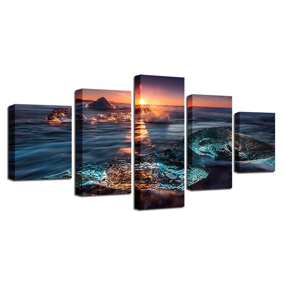 Sunrise Icing 5 Piece HD Multi Panel Canvas Wall Art Frame - Original Frame