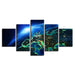 Blue Earth Space 5 Piece HD Multi Panel Canvas Wall Art Frame - Original Frame