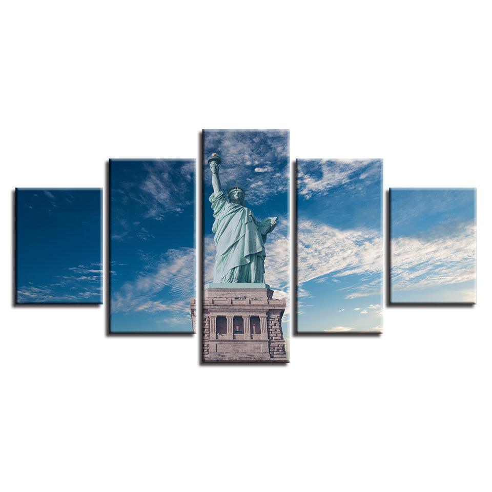 Statue of Liberty 5 Piece HD Classical Multi Panel Canvas Wall Art Frame - Original Frame