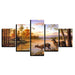 Forest Deers 5 Piece HD Multi Panel Canvas Wall Art Frame - Original Frame