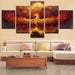 Fire Phoenix 5 Piece HD Multi Panel Canvas Wall Art Frame - Original Frame