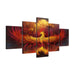 Fire Phoenix 5 Piece HD Multi Panel Canvas Wall Art Frame - Original Frame