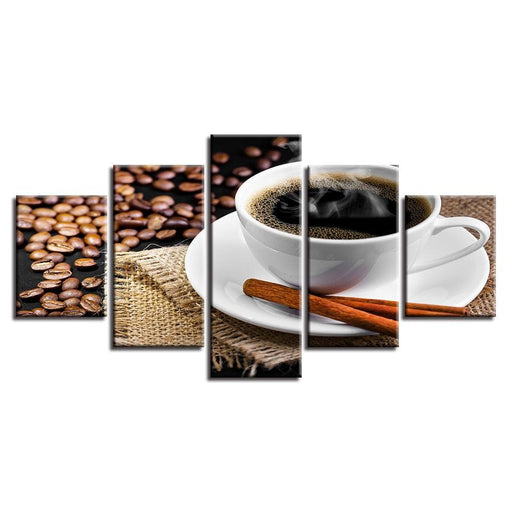 Coffee Afternoon 5 Piece HD Multi Panel Canvas Wall Art Frame - Original Frame