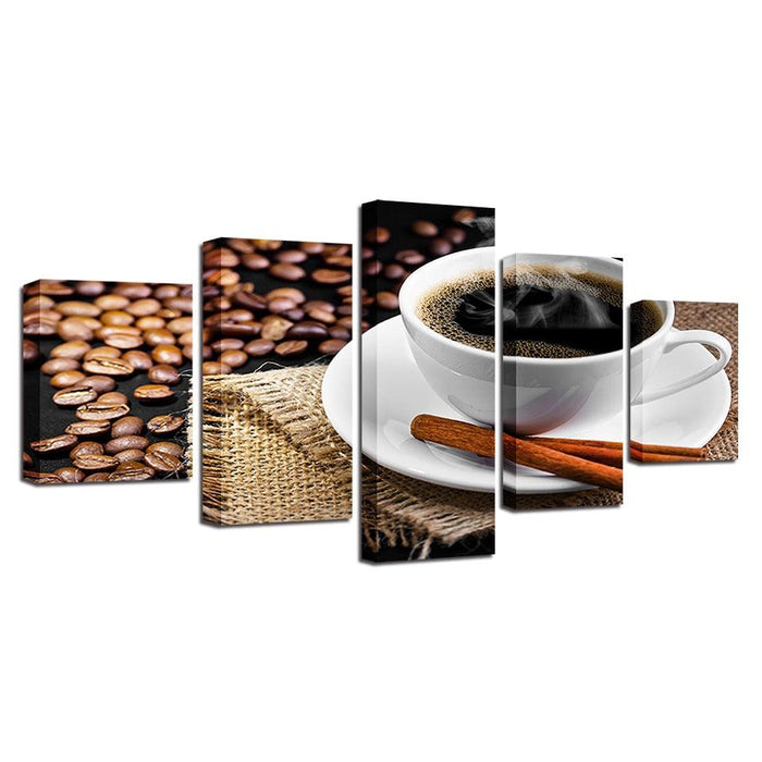 Coffee Afternoon 5 Piece HD Multi Panel Canvas Wall Art Frame - Original Frame