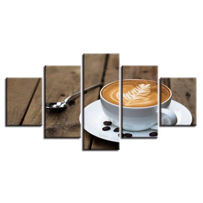 Coffee Art Painting 5 Piece HD Multi Panel Canvas Wall Art Frame - Original Frame