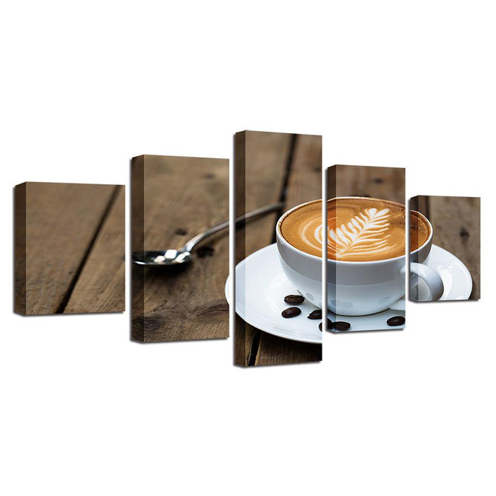 Coffee Art Painting 5 Piece HD Multi Panel Canvas Wall Art Frame - Original Frame