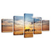 Elephants Walking In Sunset 5 Piece HD Multi Panel Canvas Wall Art Frame - Original Frame