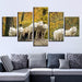 White Wolves Pack 5 Piece HD Multi Panel Canvas Wall Art Frame - Original Frame