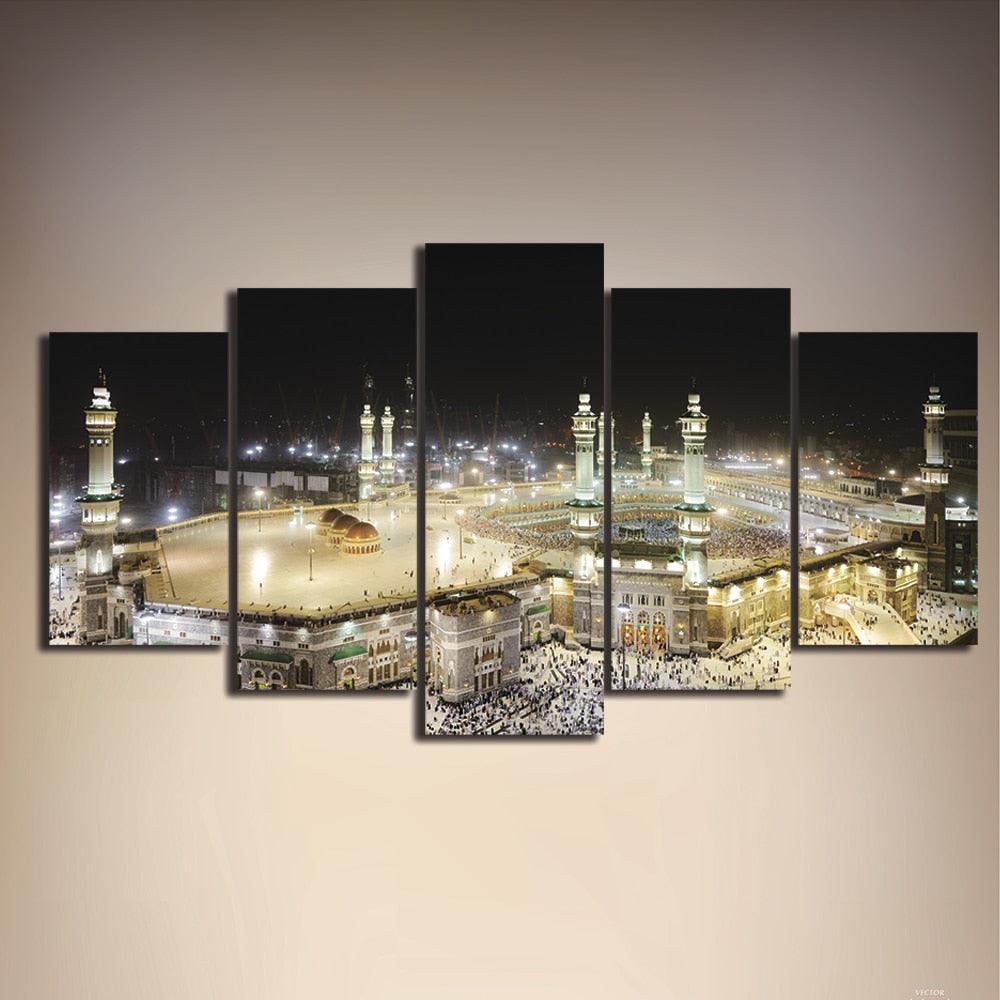 Islamic Mosque 5 Piece HD Multi Panel Canvas Wall Art Frame - Original Frame