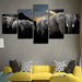 Elephant Family 5 Piece HD Multi Panel Canvas Wall Art Frame - Original Frame