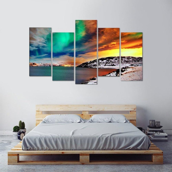 Abstract Mountains Scenery 5 Piece HD Multi Panel Canvas Wall Art Frame - Original Frame