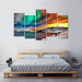 Abstract Mountains Scenery 5 Piece HD Multi Panel Canvas Wall Art Frame - Original Frame