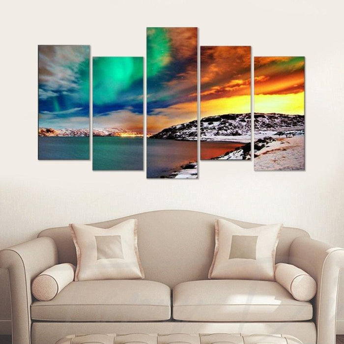 Abstract Mountains Scenery 5 Piece HD Multi Panel Canvas Wall Art Frame - Original Frame