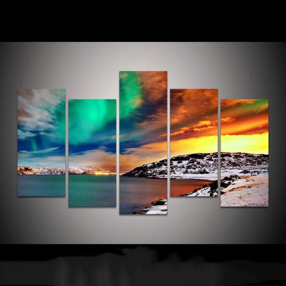 Abstract Mountains Scenery 5 Piece HD Multi Panel Canvas Wall Art Frame - Original Frame