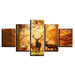 Autumn Forest Deers 5 Piece HD Multi Panel Canvas Wall Art Frame - Original Frame