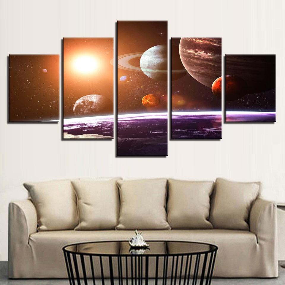 Solar System 5 Piece HD Multi Panel Canvas Wall Art Frame - Original Frame