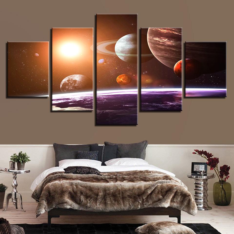 Solar System 5 Piece HD Multi Panel Canvas Wall Art Frame - Original Frame