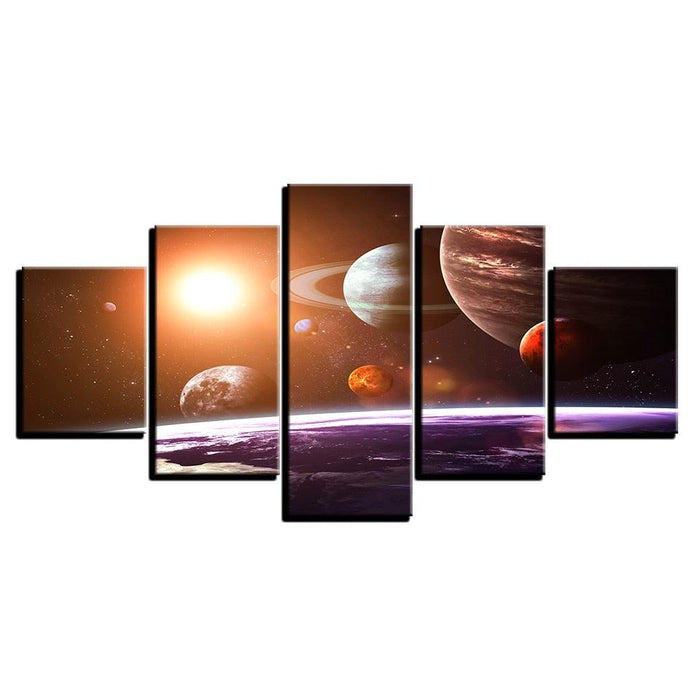 Solar System 5 Piece HD Multi Panel Canvas Wall Art Frame - Original Frame