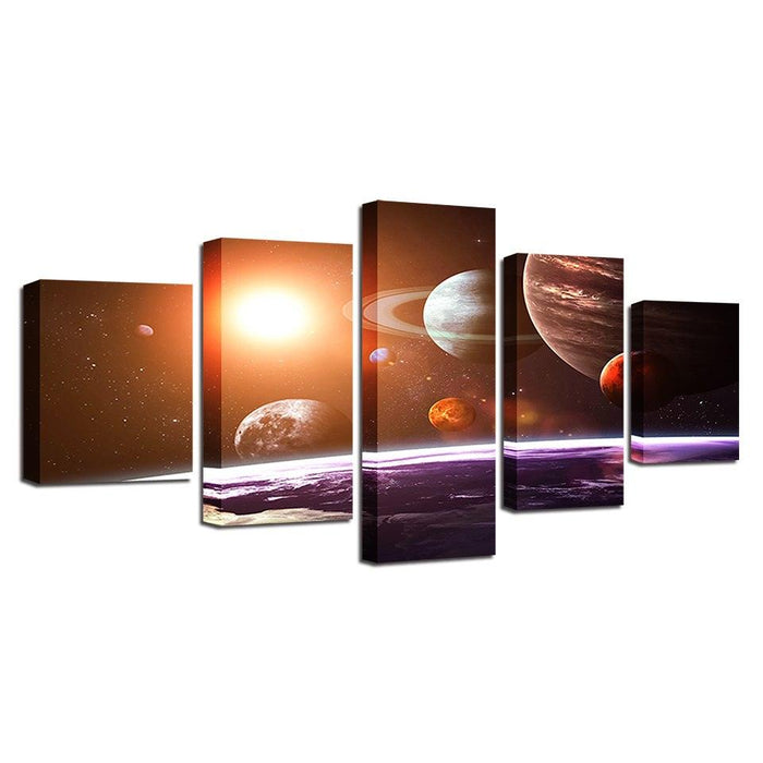 Solar System 5 Piece HD Multi Panel Canvas Wall Art Frame - Original Frame