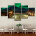 Colorful Aurora Borealis House 5 Piece HD Multi Panel Canvas Wall Art Frame - Original Frame