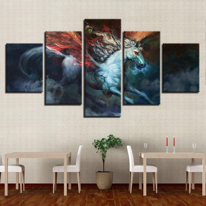 Blood Eyed Horse 5 Piece HD Multi Panel Canvas Wall Art Frame