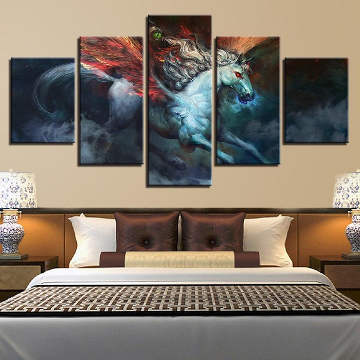 Blood Eyed Horse 5 Piece HD Multi Panel Canvas Wall Art Frame