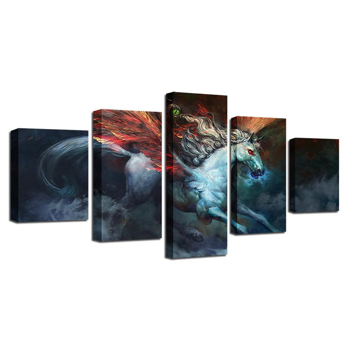 Horse 5 Piece HD Multi Panel Canvas Wall Art Frame - Original Frame