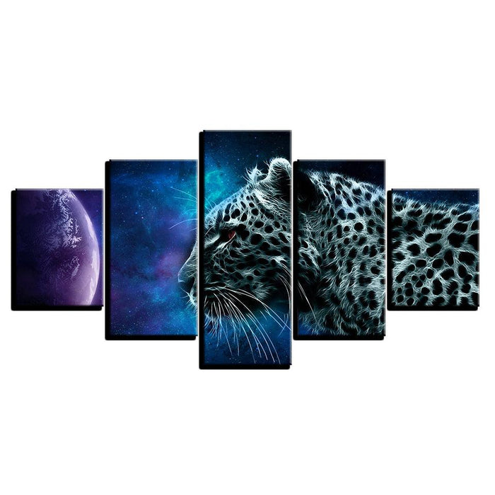 Animal Leopard Planet 5 Piece HD Multi Panel Canvas Wall Art Frame - Original Frame