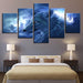 Wolf Night 5 Piece HD Multi Panel Canvas Wall Art Frame - Original Frame