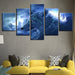 Wolf Night 5 Piece HD Multi Panel Canvas Wall Art Frame - Original Frame