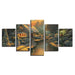 River Log Cabin 5 Piece HD Multi Panel Canvas Wall Art Frame - Original Frame