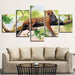 Tree Leopard 5 Piece HD Multi Panel Canvas Wall Art Frame - Original Frame